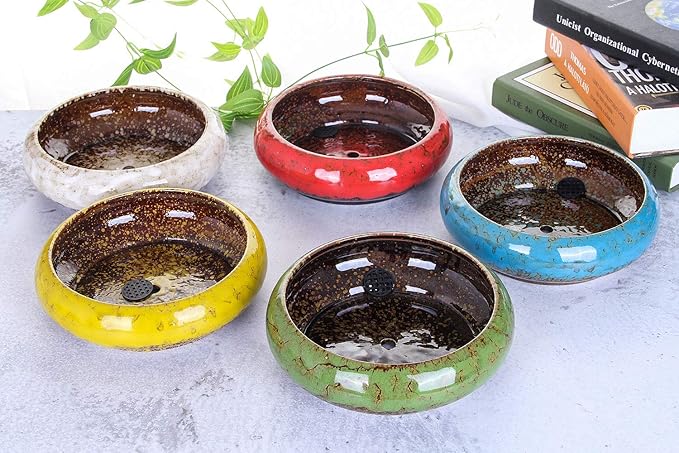 VanEnjoy 7.1 inch Round Large Shallow Succulent Ceramic Glazed Planter Pots - Image 6