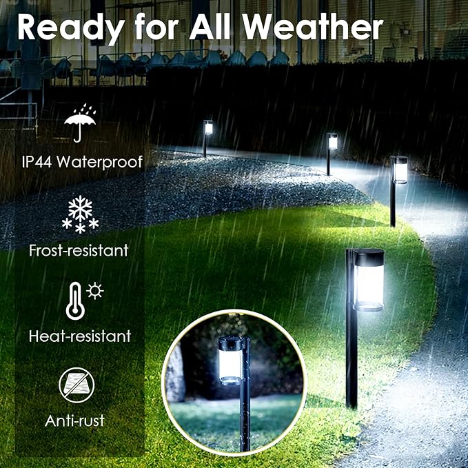 Mancra Solar Pathway Lights Outdoor, 10 Pack Metal & Glass Solar Lights Outdoor - Image 5