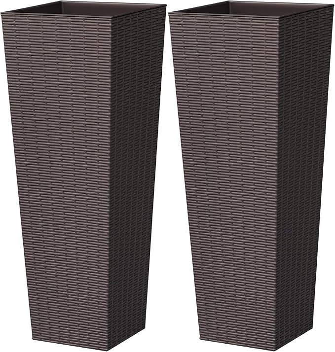 Greesum 32 Inch Tall Plastic Planters, Detachable Inner Pot & Drainage Holes by Acurax