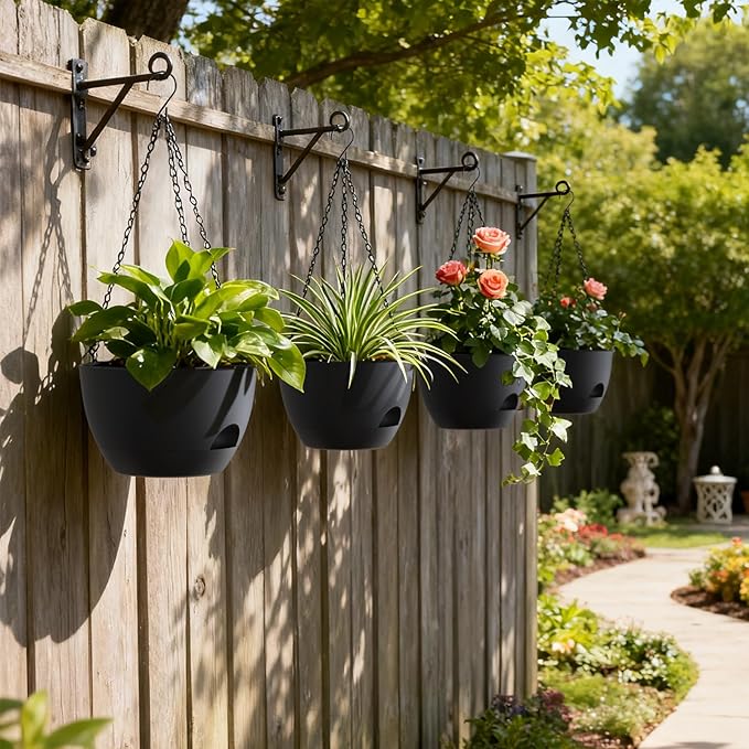 4 Pack 8 Inch Self Watering Hanging Planters - Image 6