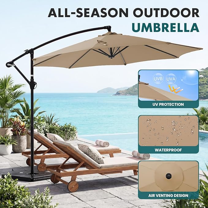 OLIXIS Offset Patio Umbrella, 9.7FT Cantilever Table Umbrellas - Image 2