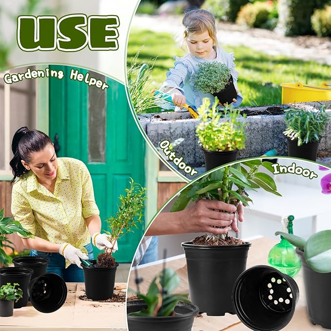 OJYUDD 120 Pcs 0.5 Gallon Black Plastic Plant Nursery Pots, Plant Seedling Pots - Image 5