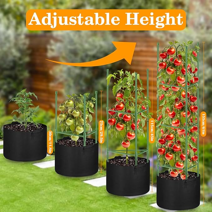 4 Pack Tomato Cages with 11 Gallon Grow Bags - Image 2