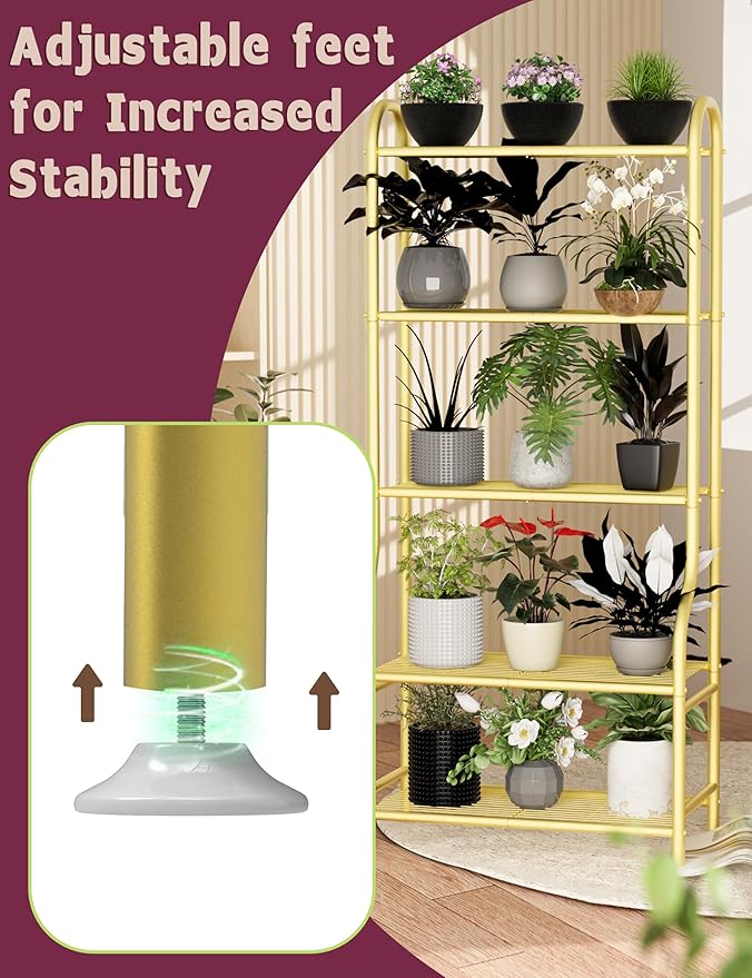 5-Tier Metal Plant Stand Indoor Outdoor, Waterproof Flower Stand - Image 2