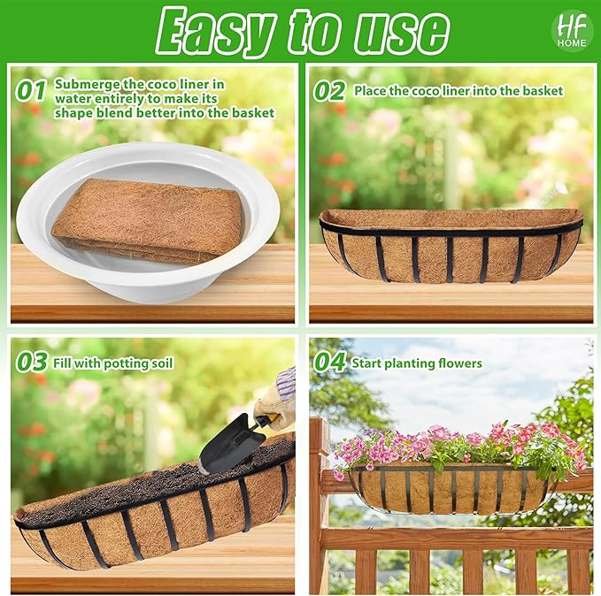 HFHOME 4 Pcs 24" Window Box Deck Railing Planter - Image 7