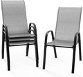 VINGLI Patio Chairs Set of 4 – Stackable Outdoor Dining Chairs by VINGLI