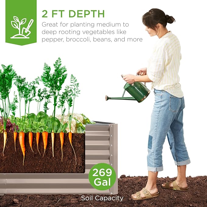 Best Choice Products 6x3x2ft Outdoor Metal Raised Garden Bed, Deep Root Box - Image 3