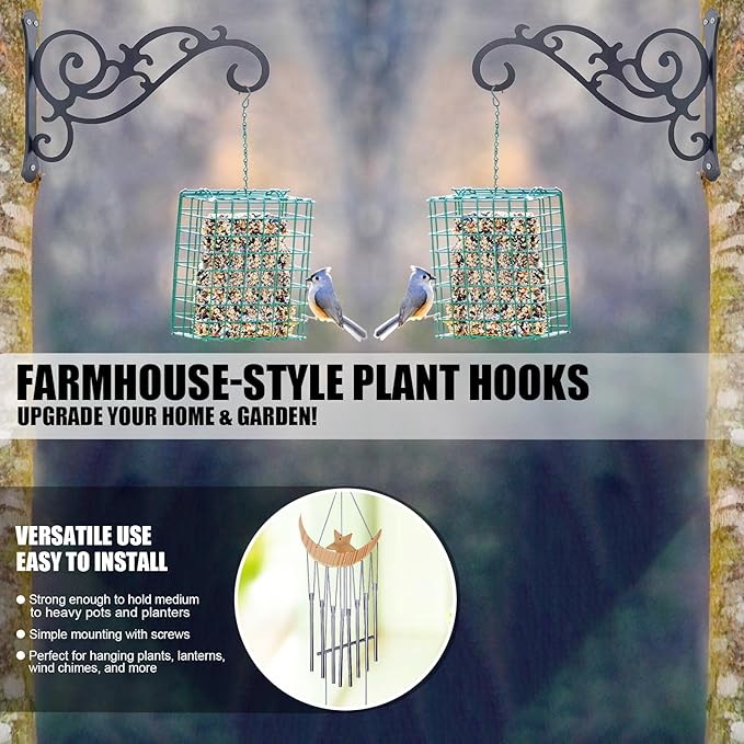 Hanging Planter Hooks 6-Inch 2 Pcs, Outdoor Hanging Brackets Wall Hook Heavy - Image 4