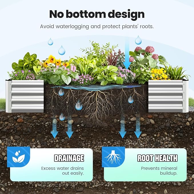 Quictent Galvanized Raised Garden Bed Metal Planter Box Bottomless - Image 5