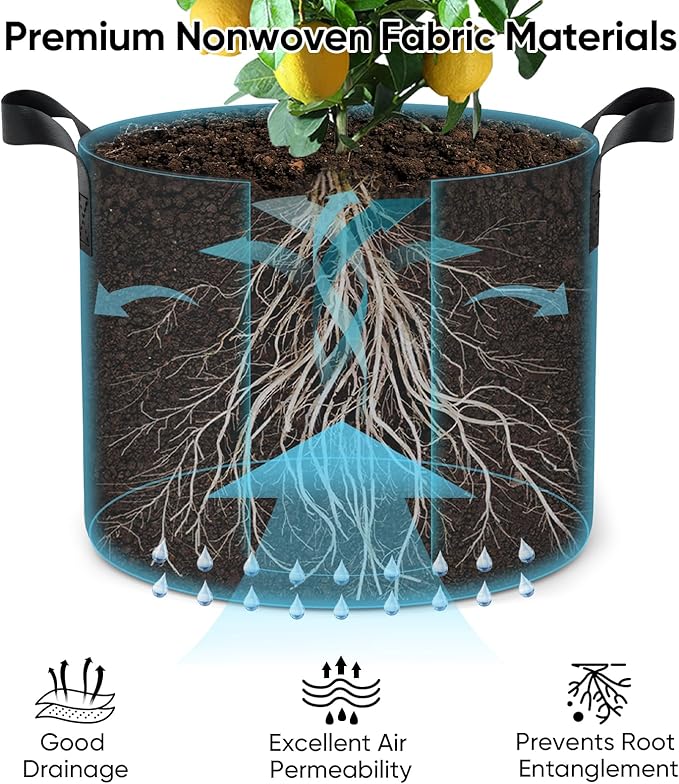 15 Gallon 10-Pack Plant Grow Bags: 350G Thickened Nonwoven Potato Grow Bags - Image 5
