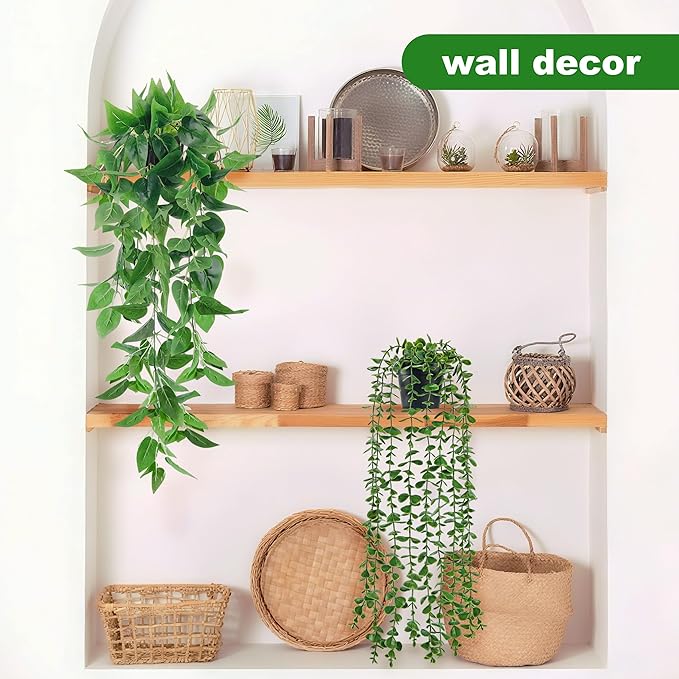 Der Rose 4Pcs Fake Plants Hanging Artificial Ivy Vine Faux Eucalyptus Hanging - Image 7