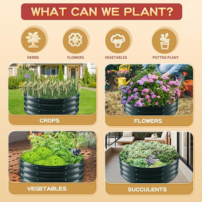 Durable Round Steel Raised Garden Bed Painted - Image 3