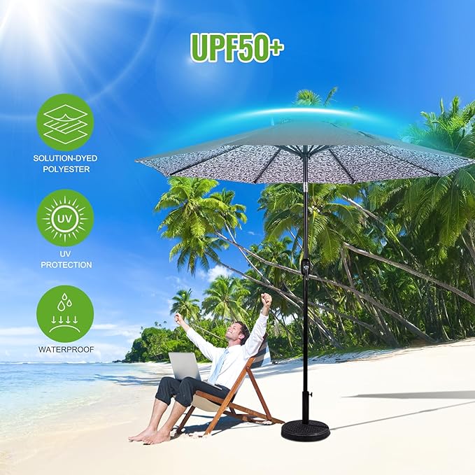 Backyard Expressions 9 ft. Patio Umbrella, Market Table Umbrella w/Tilt and - Image 4