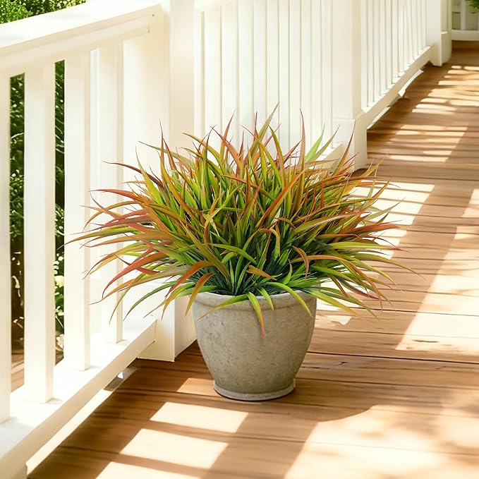 Ivydale 12Pcs Artificial Plants Outdoor Fake Plastic Grass Spring Decor UV - Image 4