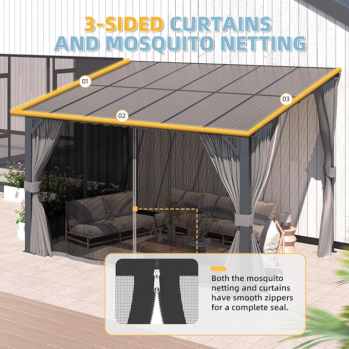 AECOJOY 12' x 8' Gazebo Outdoor Pergola - Image 4
