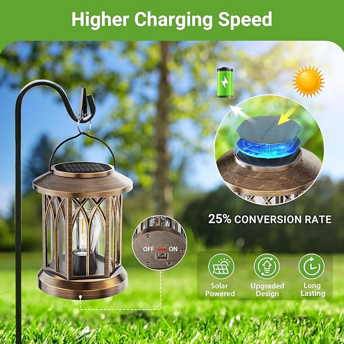 WdtPro Solar Lanterns Outdoor Lights, 4 Pack Bright Lanterns Outdoor Waterproof - Image 5