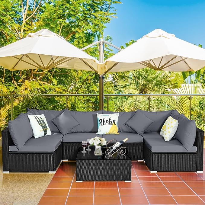 Tangkula 7-Piece Patio Furniture Set, Outdoor Sectional Sofa - Image 2