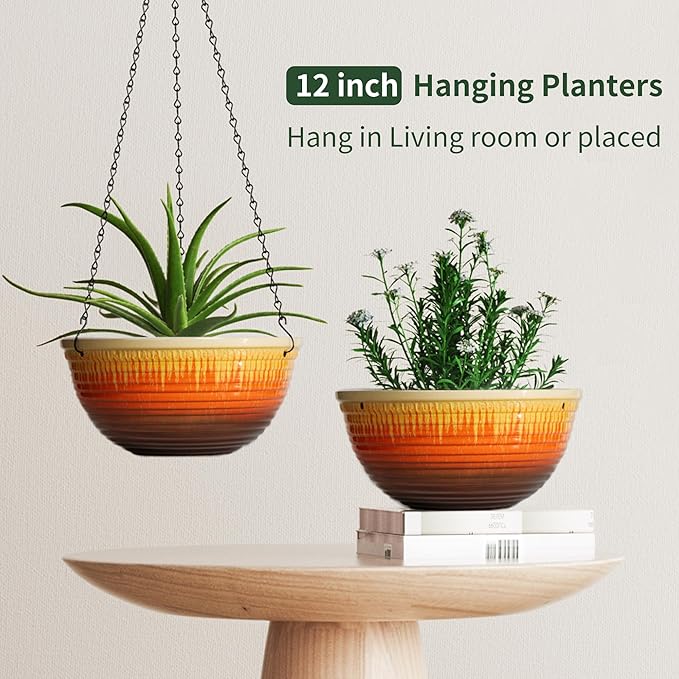 12 inch Large Hanging Planters for Indoor Outdoor Plants, Hanging Baskets for - Image 5