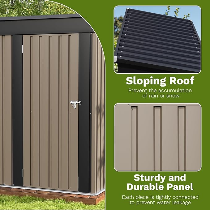 Patiowell 5x3 FT Outdoor Storage Shed, Tool Shed - Image 4