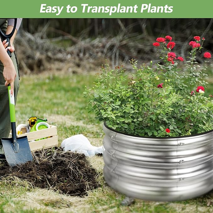 2x2x1ft Round Galvanized Raised Garden Bed Kits, Raised Garden Bed Metal - Image 4