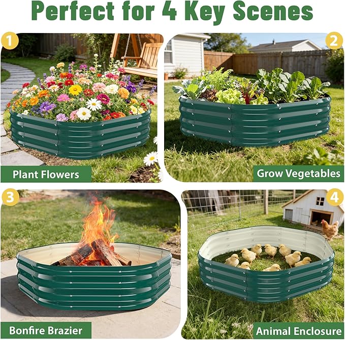 Hexagon Raised Garden Bed, 48 Inch Diagonal & 12 Inch Tall, Galvanized Steel - Image 7