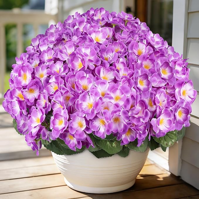 Artificial Geraniums Flowers for Outdoors, 6 Bundles Realistic Silk Fake - Image 8