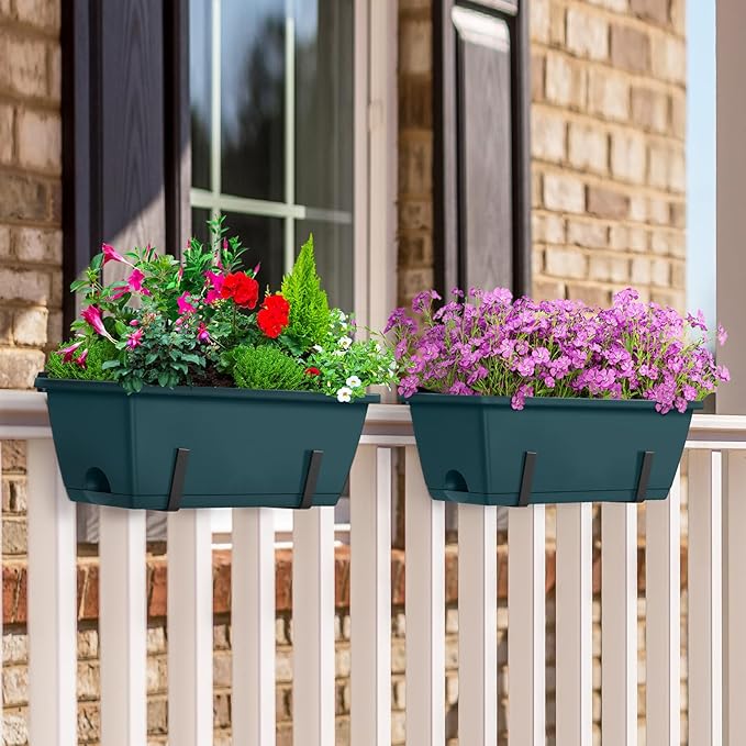 CADUKE 2 Pack Railing Planter Boxes Railing Flower Box - Image 2