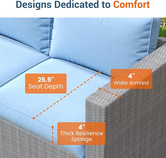 Wisteria Lane Patio Furniture Set, 2 Pieces Armless Wicker Outdoor Furniture - Image 3