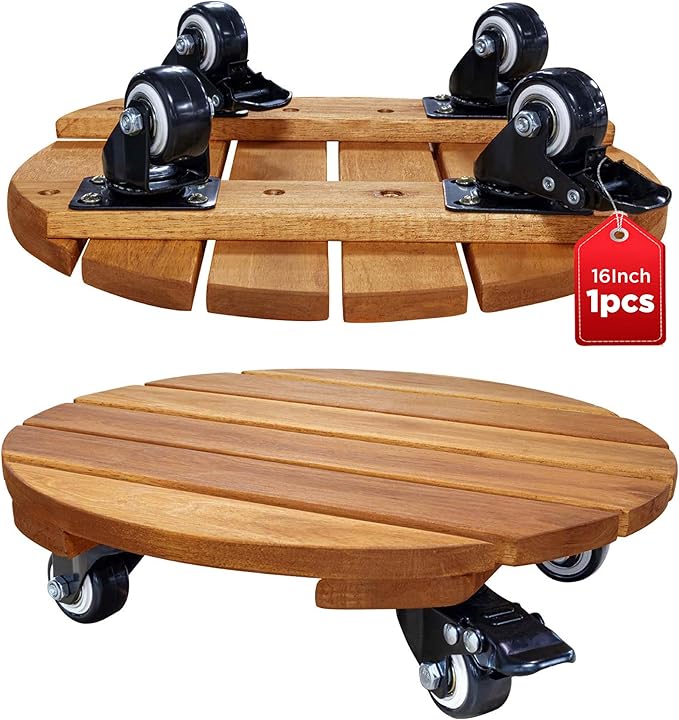 Idzo 16inches Capacity 500lbs Wood Plant Caddy by Idzo