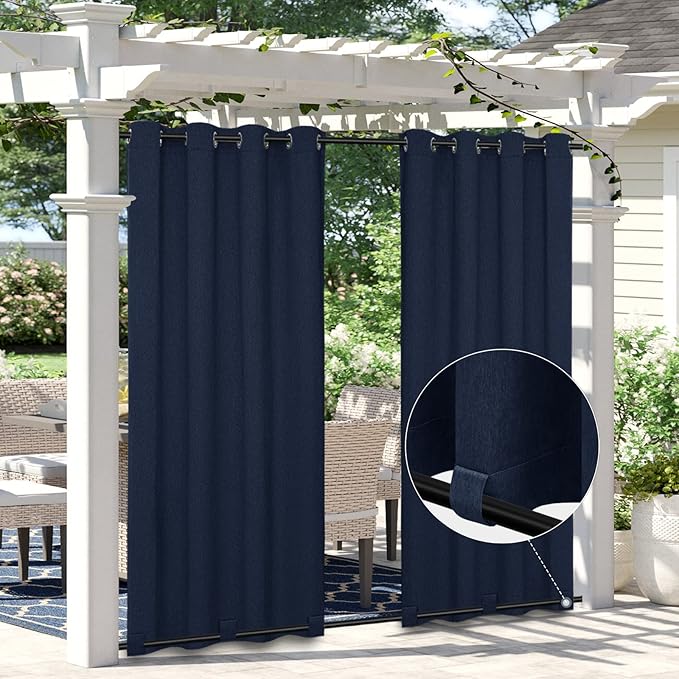 Easy-Going Linen Look Outdoor Curtains Waterproof Windproof Porch Curtains by Easy-Going