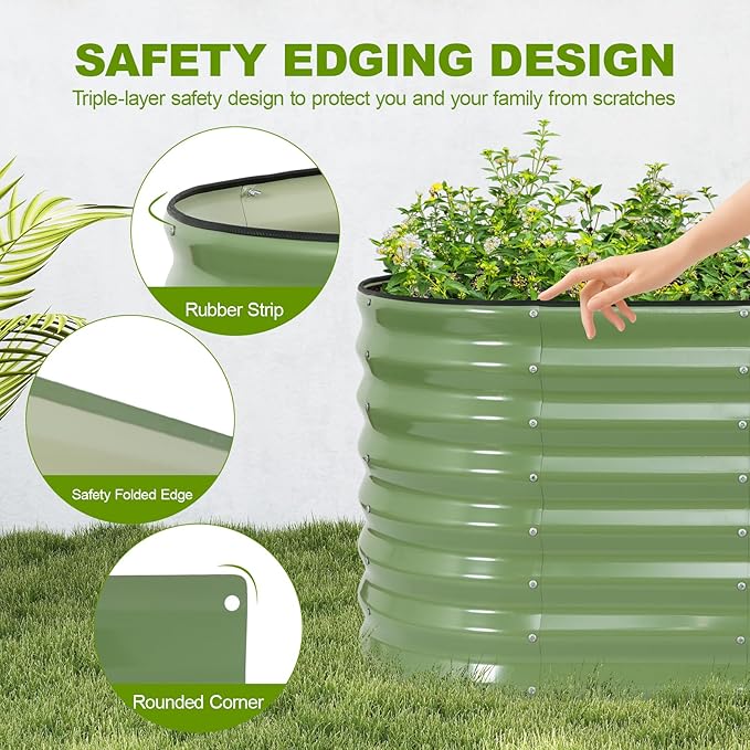 24" Tall Galvanized Raised Garden Bed Outdoor, Large Oval Raised Beds - Image 5