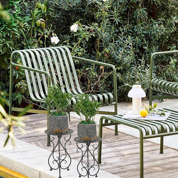 Metal Plant Stands 2 Pack, Heavy Duty Plant Pedestal 17" Tall, Single Flower - Image 7