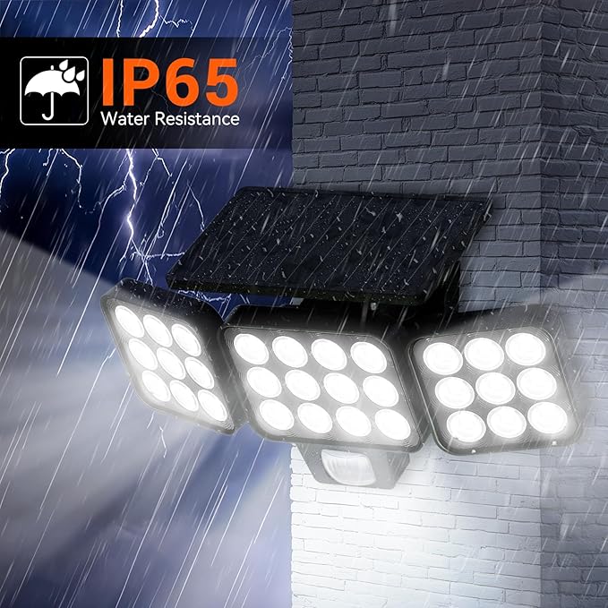 WdtPro Solar Lights Outdoor Flood Light 3 Pack, 3500LM Bright Motion Sensor - Image 5