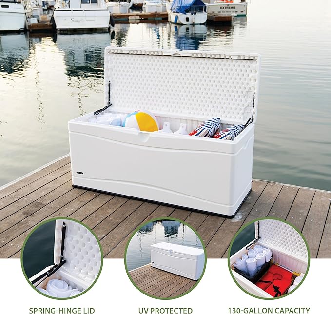 LIFETIME Outdoor Storage Deck Box, 130 Gallon, Arctic White, UV-Protected - Image 3