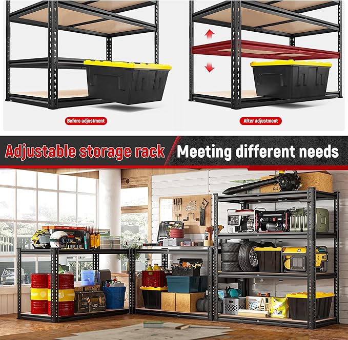 REIBII 40" W Garage Shelving 2000LBS Storage Shelves Adjustable Metal Shelving - Image 5
