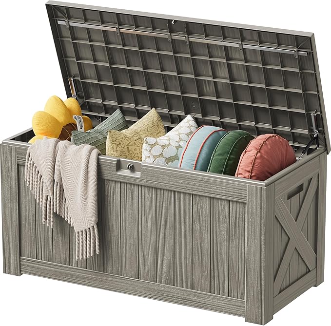 Devoko 125 Gallon Outdoor Storage Box, Waterproof Resin Deck Box by DEVOKO