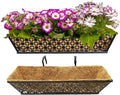 2 Set Deck Railing Planter Box 24" Black Metal Garden Trough Deck Planter by Frillybutts