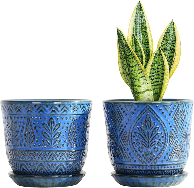 Gepege Beaded Ceramic 6 Inch Planter Set of 2 by Gepege