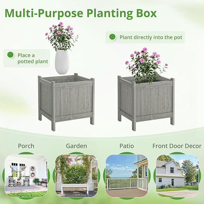 LUE BONA Outdoor Plant Pots, 13.7" x 12.5" x 14.5" HDPS Flower Pots - Image 6