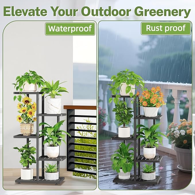 iDavosic.ly Plant Stand Indoor Outdoor, 4-Tier Tall Metal Flower Shelf - Image 4