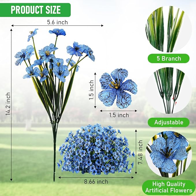60 Pack Artificial Flowers for Outdoor Indoor Fake Plants, Faux Silk Flowers - Image 4