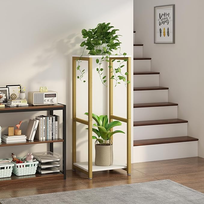 Plant Stand Indoor Corner Tall 2 Tier Metal Modern Flower Storage Plant Shelf - Image 3