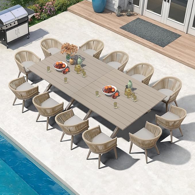 PURPLE LEAF 13 Pieces Oversized Outdoor Dining Set by PURPLELEAF
