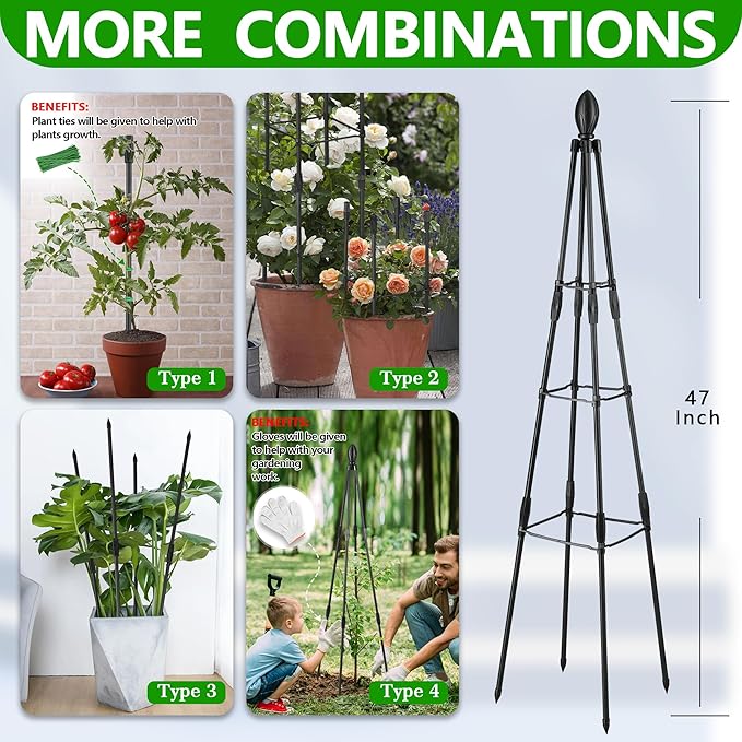 2 Pack Garden Trellis for Climbing Plants, Garden Trellis Rustproof Plastic - Image 2