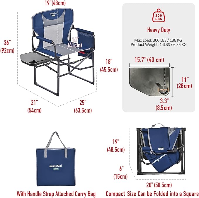 SUNNYFEEL Camping Directors Chair, Heavy Duty, Oversized Portable Folding Chair - Image 3