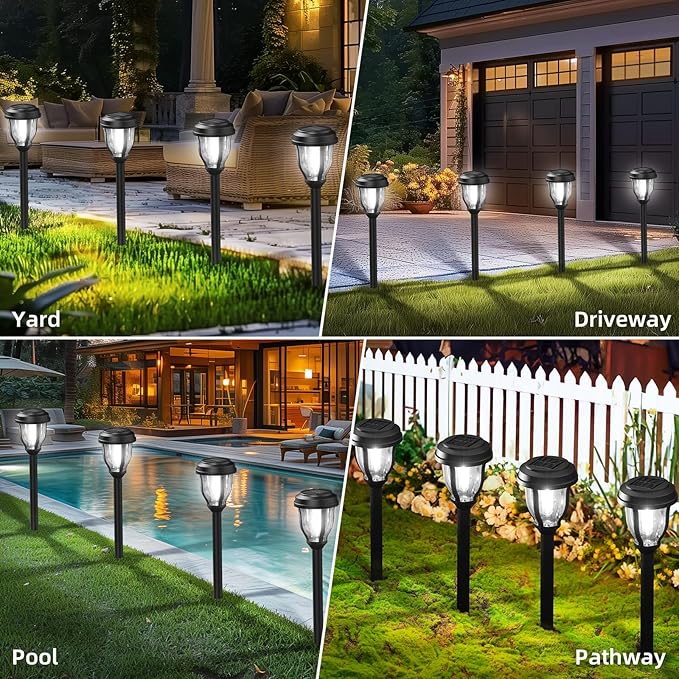 DERAYSION 12 Pack Solar Lights Outdoor, Solar Pathway Lights Auto On/Off - Image 6