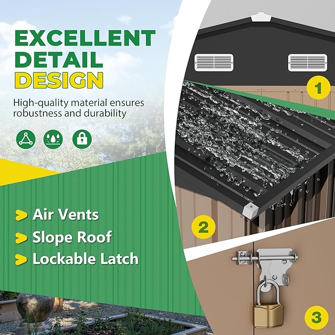 Devoko 10 x 10 FT Outdoor Storage Shed, Metal Garden Sheds & Outdoor Storage - Image 4