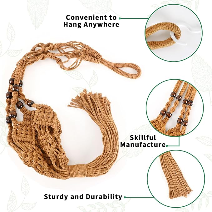 Augshy Jute Crochet Macrame Plant Hangers - Image 3
