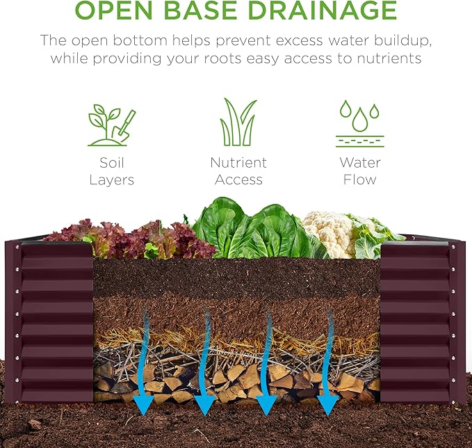 Best Choice Products 4x2x2ft Outdoor Metal Raised Garden Bed, Deep Root Box - Image 5
