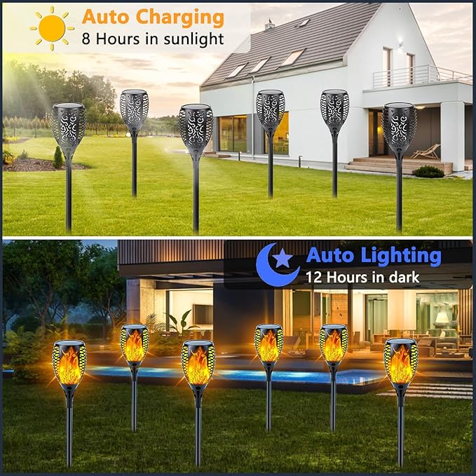 Upgraded 8 Pack Super Larger Size Solar Torch Lights - Image 4